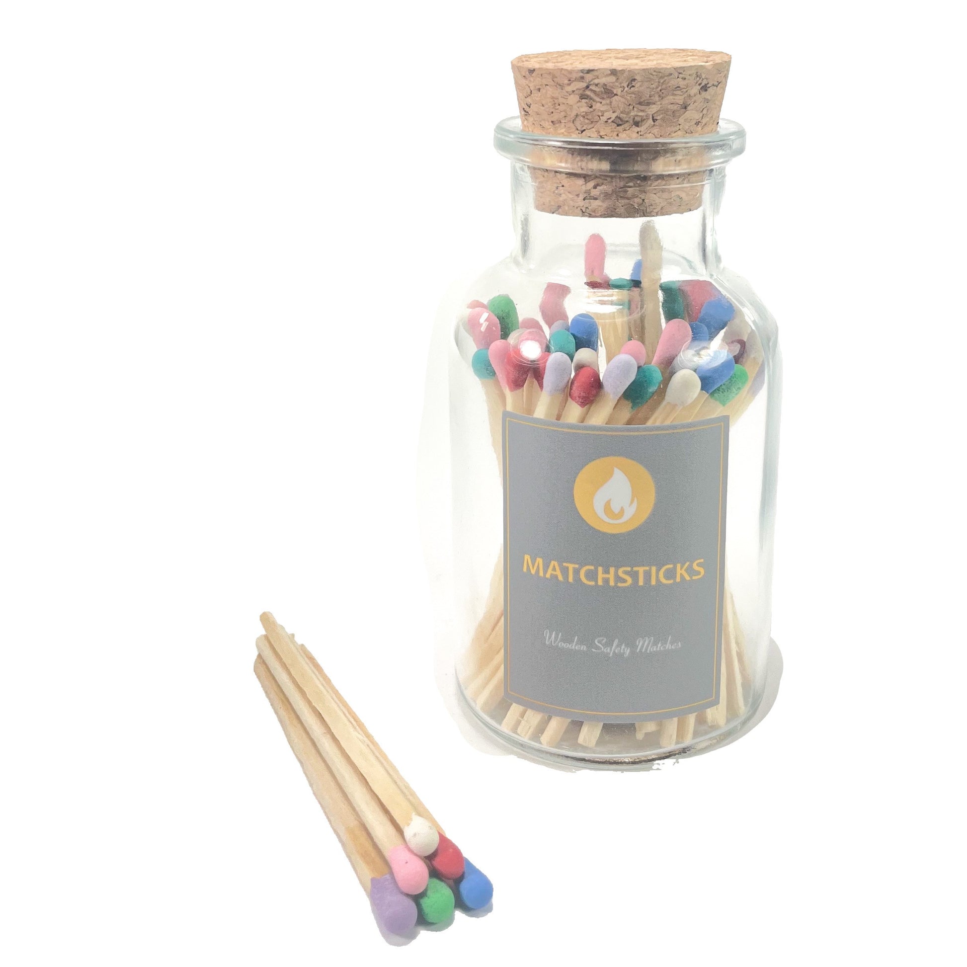2 Rainbow Matches in a Jar + Striker Stickers Included | 100 Vibrantly  Colorful Decorative Safety Matches with a Cork Top Glass Holder | Gifts,  Home